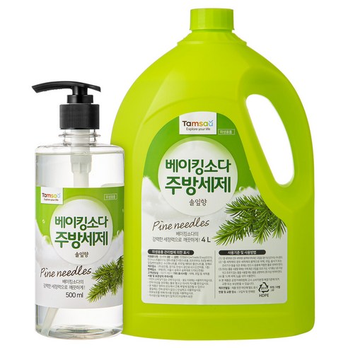 쿠팡 브랜드 - 탐사 베이킹소다 주방세제 4L 리필 + 500ml 본품 세트, 본품 500ml + 리필 4L, 1세트