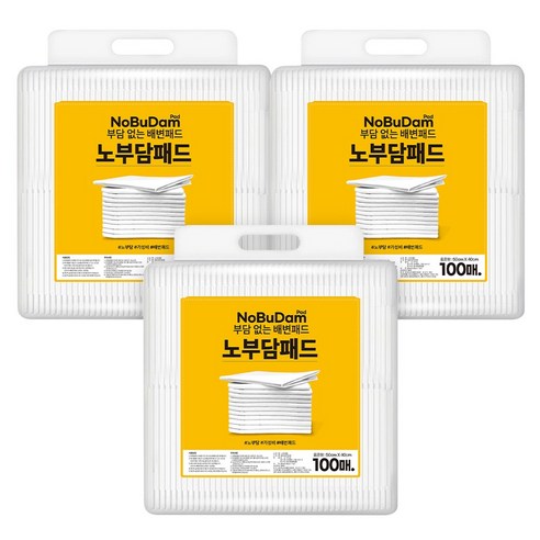 강아지 노부담 절약형 무형광 배변패드 무향, 100개입, 3개