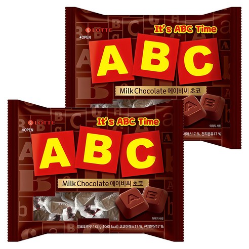롯데웰푸드 ABC 초콜릿, 187g, 2개