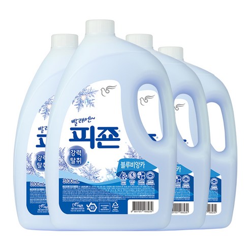 피죤 섬유유연제 블루비앙카 본품, 3100ml, 4개