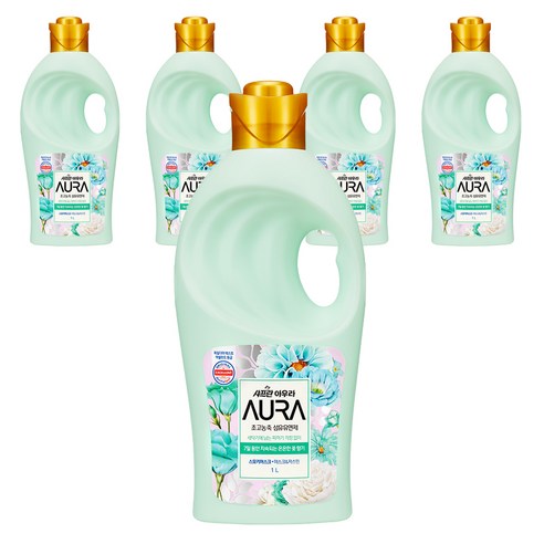 AURA 초고농축 섬유유연제 스모키머스크 본품, 1L, 5개