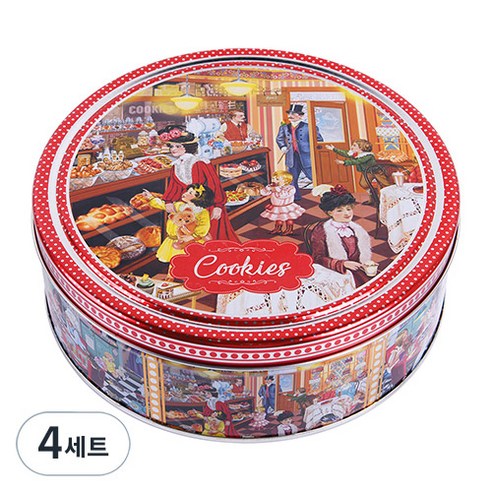 다네시타댄케이크 빈티지 베이커리 버터쿠키 틴 세트 454g, 4개
