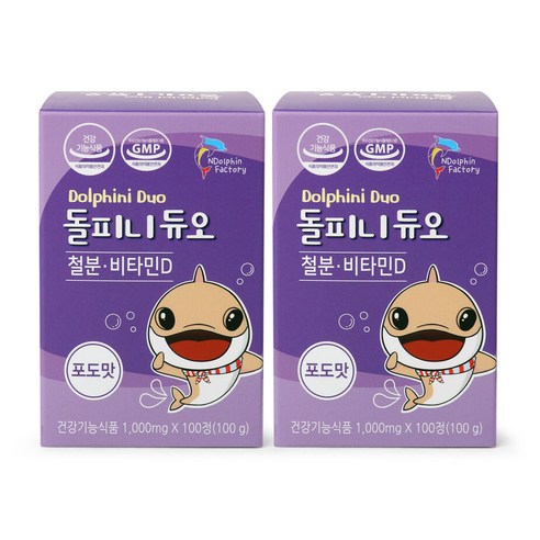 엔돌핀팩토리 돌피니듀오 유아 철분 + 비타민D, 100정, 2개