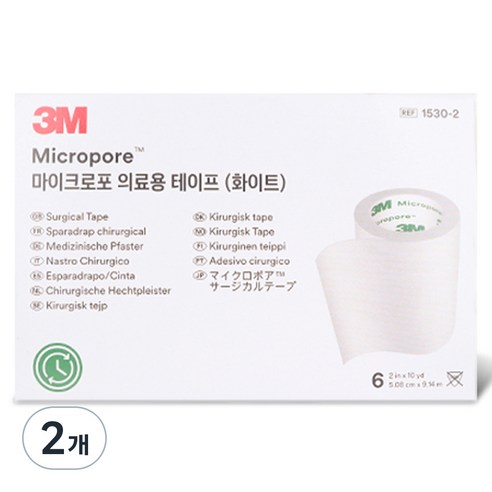 3M 마이크로포 의료용 테이프 화이트 1530-2, 6개입, 2개