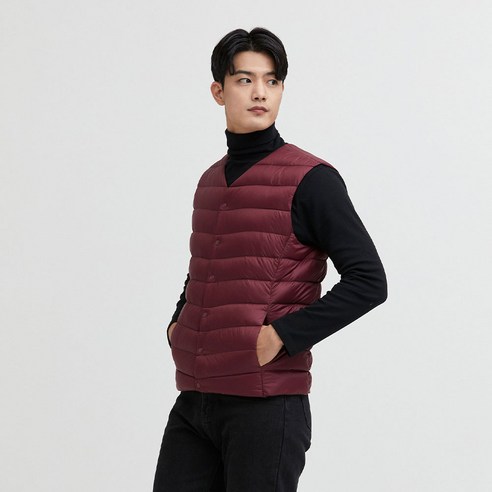 김영주골프 남성용 덕다운 우븐 패딩 베스트 조끼