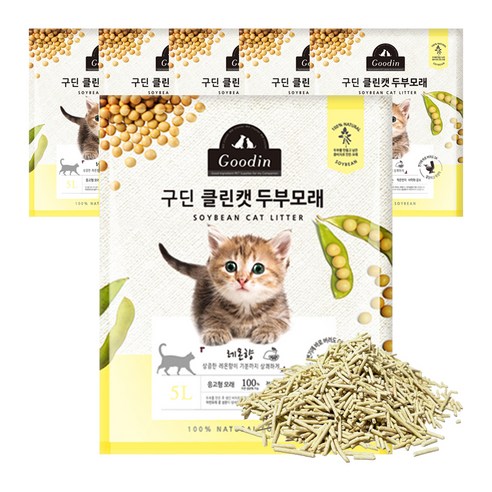 구딘 클린캣 고양이 두부모래 레몬향, 5L, 6개