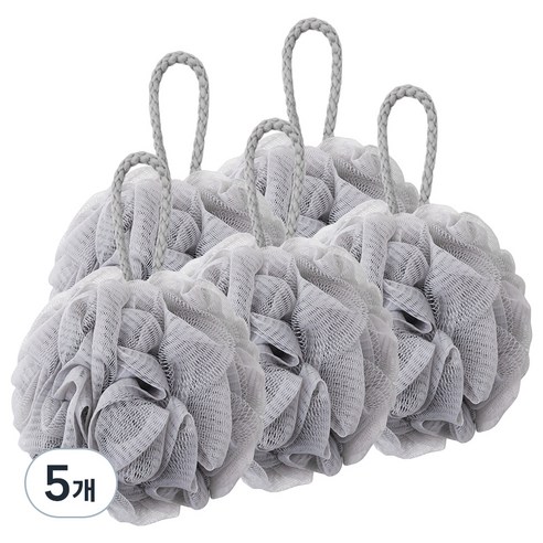 페르노엘 촘촘하고 부드러운 걸이형 버블 샤워볼 세트, 그레이, 5개입, 5개