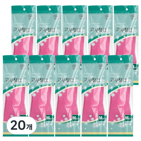롯데 이라이프 고무장갑, 핑크, 중(M), 20개