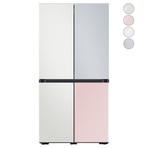 [색상선택형] 삼성전자 비스포크 프리스탠딩 냉장고 방문설치, RF85A9241AP, 글램 화이트 + 코타 페블 + 글램 핑크