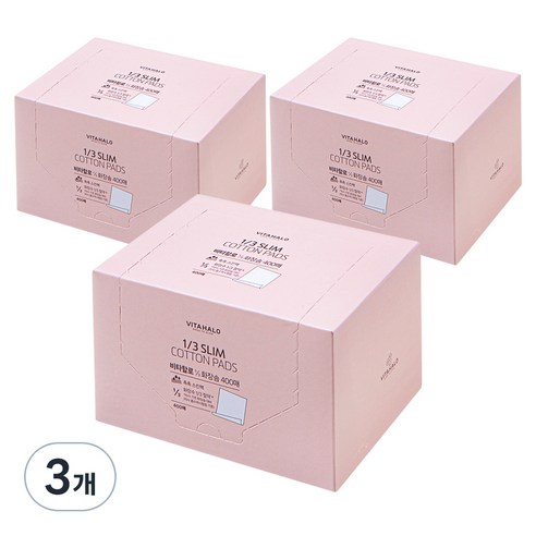 비타할로 1/3 촉촉슬림 화장솜, 400매입, 3개
