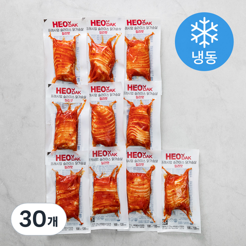허닭 프레시업 슬라이스 닭가슴살 칠리맛 (냉동), 100g, 30개