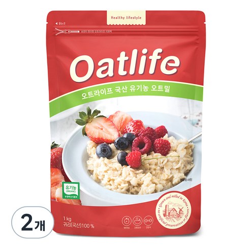 오트라이프 국산 유기농 오트밀, 1kg, 2개