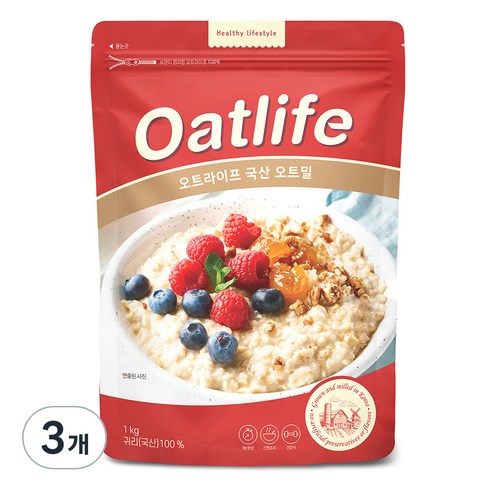 오트라이프 국산 오트밀, 1kg, 3개