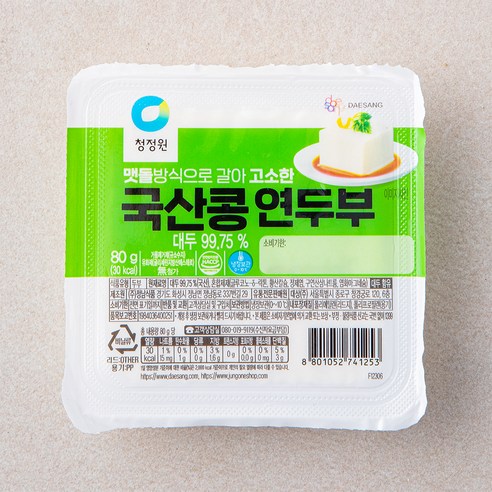 청정원 국산콩 연두부, 80g, 1개