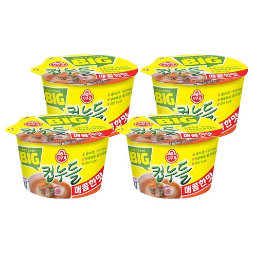오뚜기 빅컵누들 매콤한맛 61g, 4개