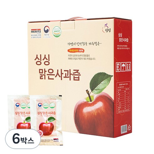 싱싱 맑은 사과즙 50p, 5L, 6박스