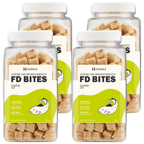 허글 반려동물 에프디바이츠 동결건조간식, 대구, 55g, 4개