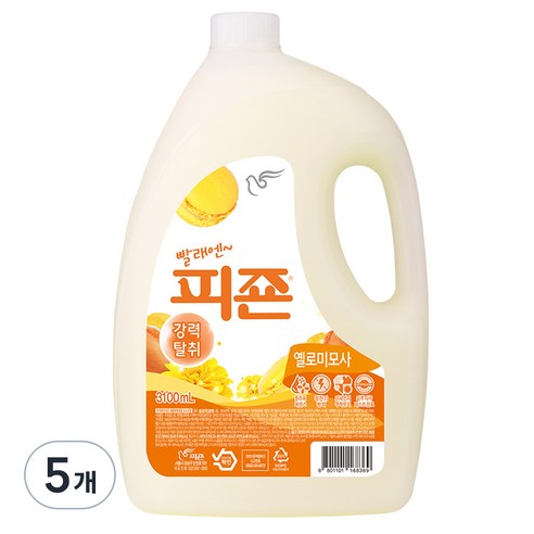 피죤 레귤러 섬유유연제 옐로미모사 본품, 3.1L, 5개