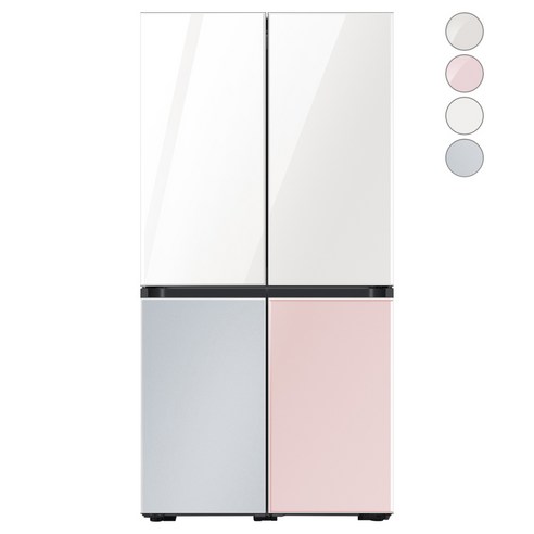 [색상선택형] 삼성전자 비스포크 프리스탠딩 냉장고 방문설치, 글램 화이트 + 코타 페블 + 글램 핑크, RF85A93J1AP