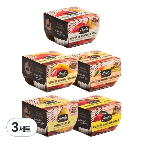 아넬라 첫과일 10일 솔루션 디저트 세트 사과배 + 바나나 + 망고 + 복숭아 + 배, 사과배, 바나나, 망고, 복숭아, 배, 3세트