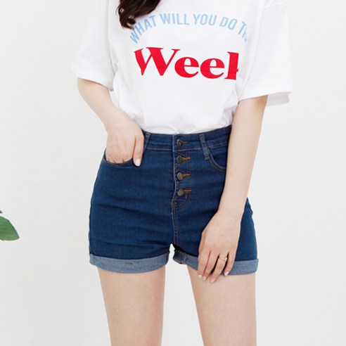 가비진 여성용 반하이 스판 청 반바지 362