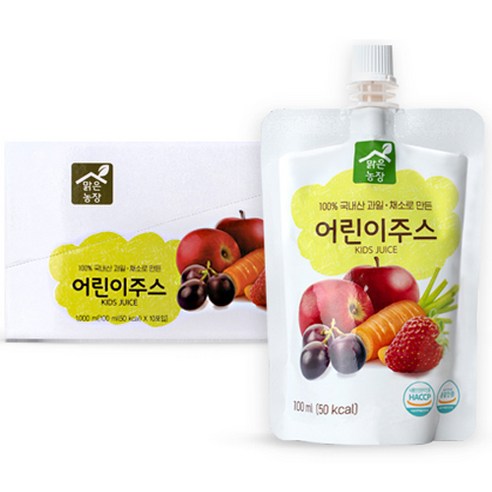 맑은농장 어린이주스 100ml, 혼합맛(사과/딸기/당근/포도), 10개
