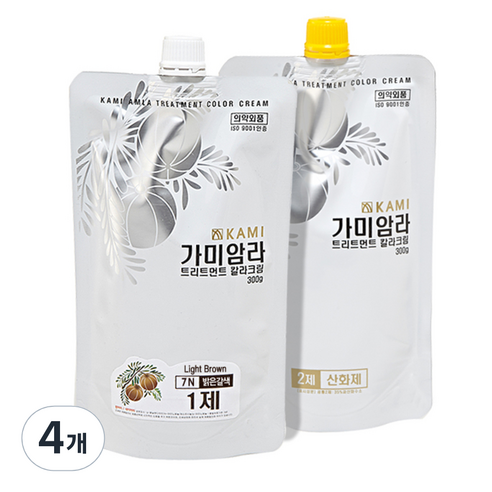 가미암라 트리트먼트 칼라크림 300g, 7N 밝은갈색, 4개