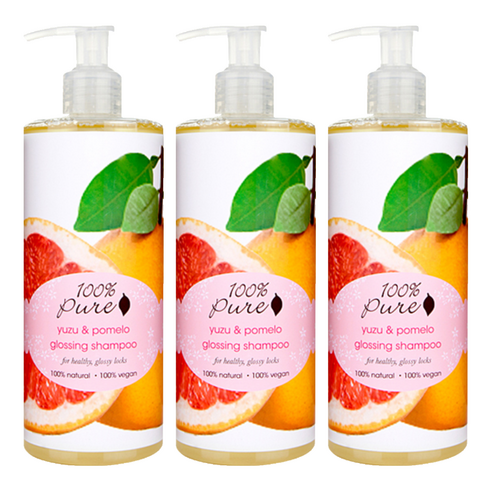 100%퓨어 유주 & 포멜로 글로싱 샴푸, 370g, 3개