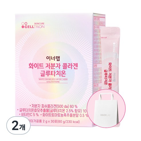 이너랩 화이트 저분자 콜라겐 글루타치온 + 쇼핑백, 60g, 2개