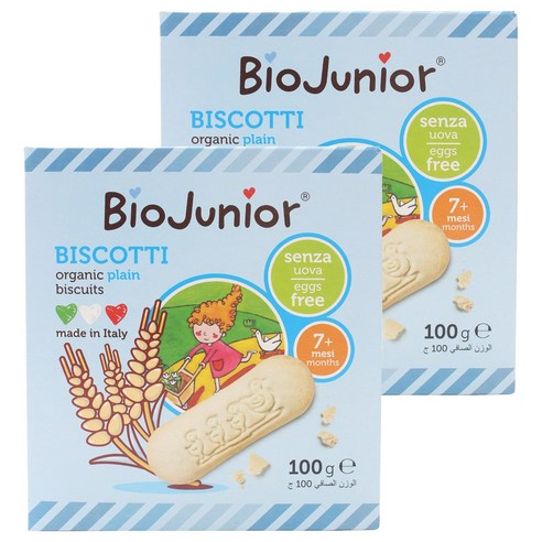 바이오주니어 유기농 플레인 비스킷, 100g, 2개