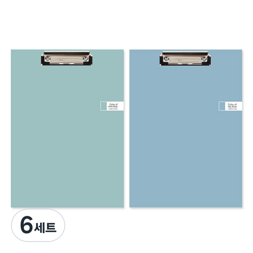 톡톡팬시 CMYK 컬러 클립보드 A4 2종 세트, 민트 + 블루, 6세트