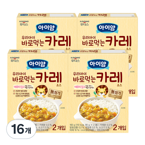 일동후디스 아이얌 우리아이 바로먹는 카레 소스 80g x 2p, 16개, 카레맛