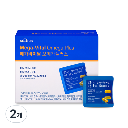 소버스 메가바이탈 오메가 플러스 30p, 30정, 2개