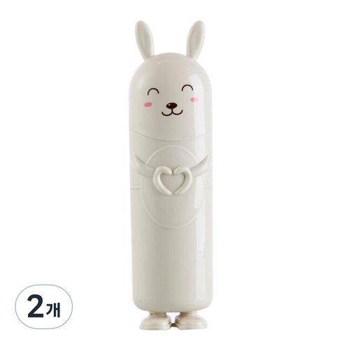 더자카 러브유 레빗 칫솔케이스, 베이지, 2개