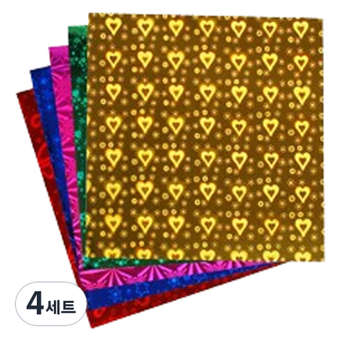 미소로운 홀로그램 이벤트 종이접기 컬러 믹스 15 x 15 cm 50p 세트, 5색, 4세트