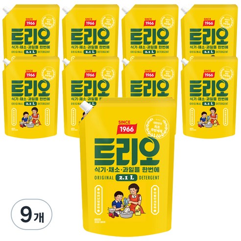트리오 레트로 주방세제 리필, 2.1L, 9개
