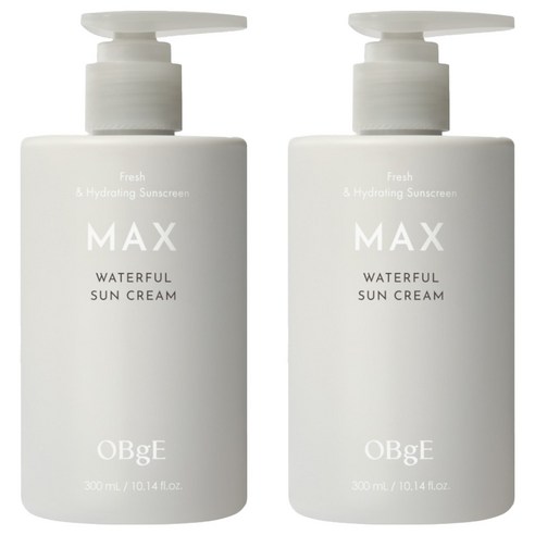 OBge 맥스 워터풀 선크림 SPF 50+ PA++++, 2개, 300ml
