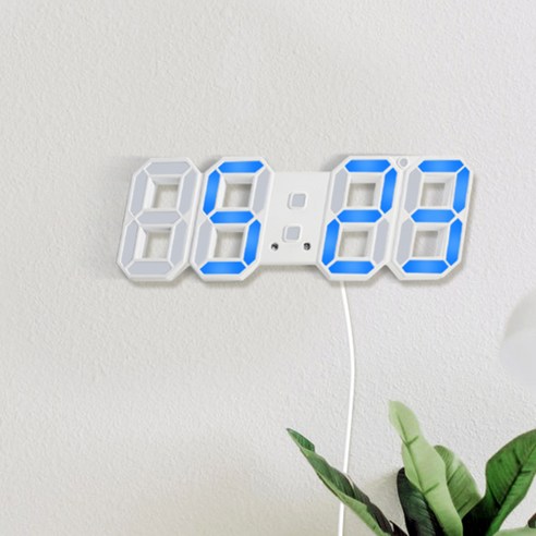 촘스토리 미니 3D LED 벽시계 23cm, 블루