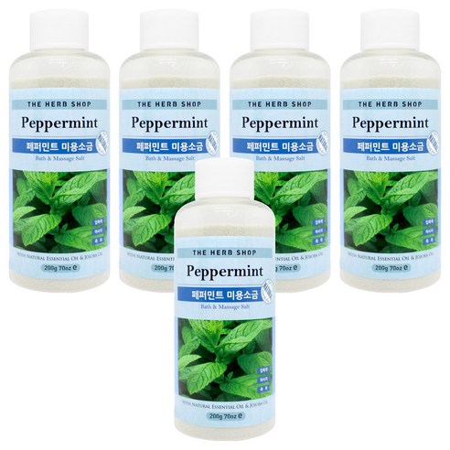 더허브샵 페퍼민트 마사지 미용소금, 200g, 5개