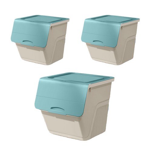 뚜껑형 리빙박스 XL 55L, 그린 화이트, 3개