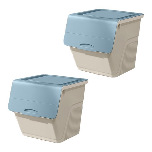 뚜껑형 리빙박스 XL 55L, 블루 화이트, 2개