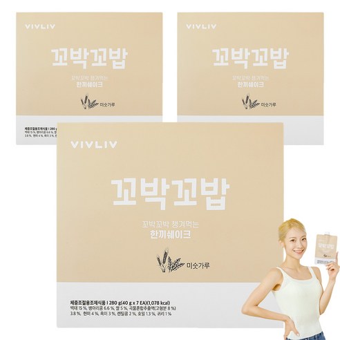 비브리브 꼬박꼬밥 한 끼 쉐이크 미숫가루, 280g, 3개