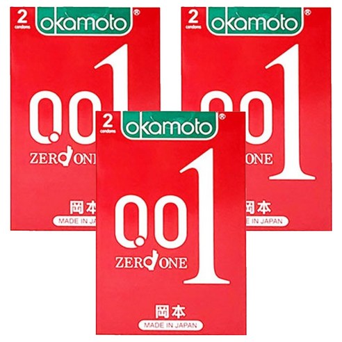 오카모토 0.01 제로원 슬림형 콘돔, 2개입, 3개