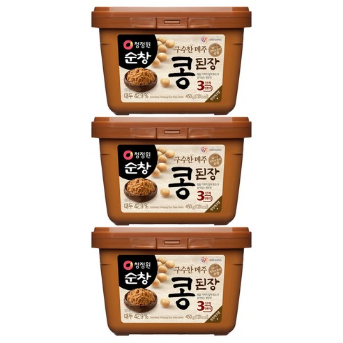 대상 청정원 메주 콩된장 사각, 450g, 3개