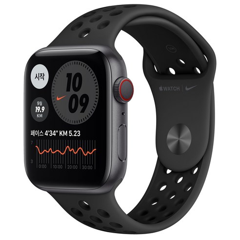Apple 워치 6 Nike, 스페이스 그레이 알루미늄 케이스, 안트라사이트 + 블랙 스포츠밴드, 44mm, GPS+Cellular