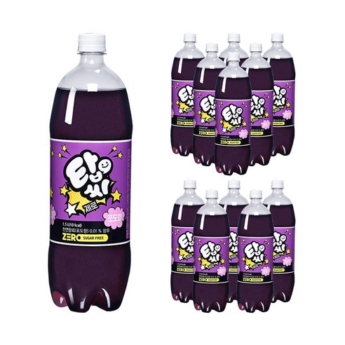 탑씨 제로 포도향 탄산음료, 1.5L, 12개