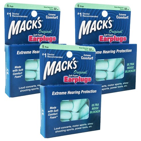Macks 소프트폼 이어플러그 오리지널, 3개, 5쌍