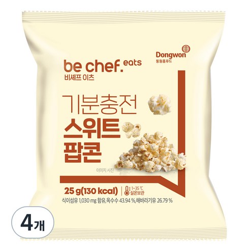 비셰프 이츠 기분충전 스위트 팝콘, 25g, 4개