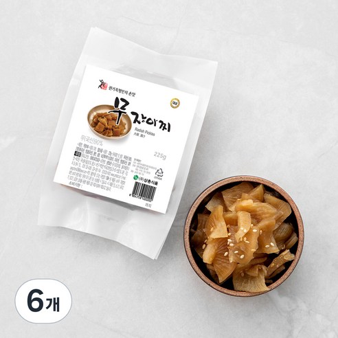권기옥 명인 웃말 무 장아찌, 225g, 6개