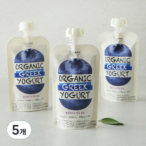 상하목장 유기농 인증 그릭 요거트 블루베리 & 케일, 120g, 3개입, 5개